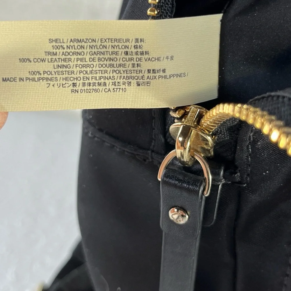 Kate Spade Watson Lane Hartley Black Nylon Small Medium Backpack Bag Golden Zip